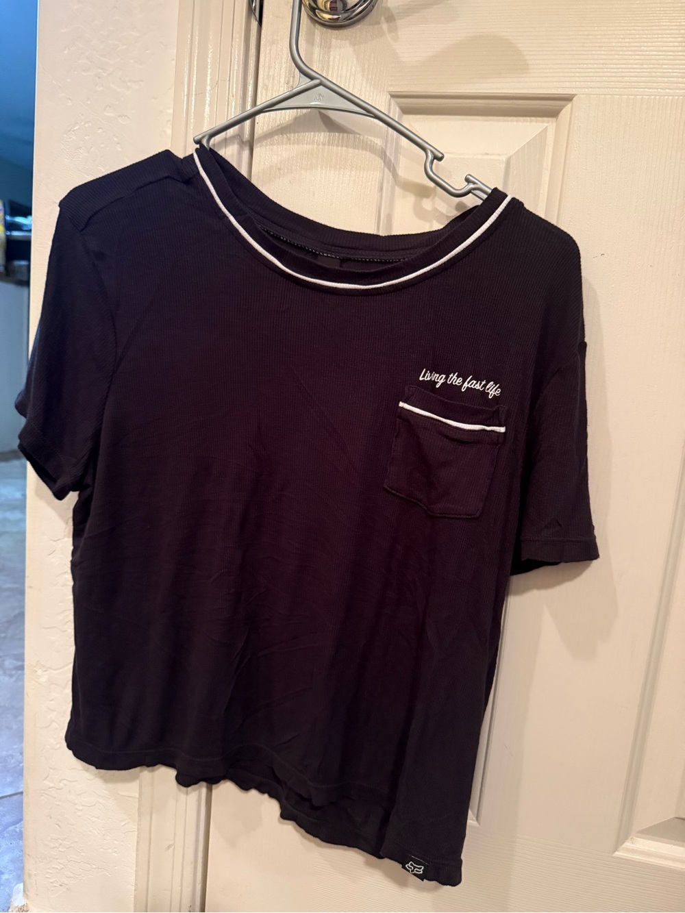 Fox Black T‑Shirt with White Neck Tag